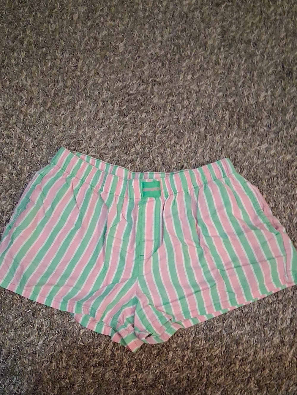 Striped Pink & Mint Green Sleep Shorts — Lightweight Women's Lounge Bottoms
